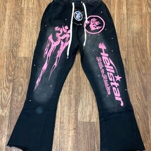 Hellstar Black and Pink Graphic Joggers